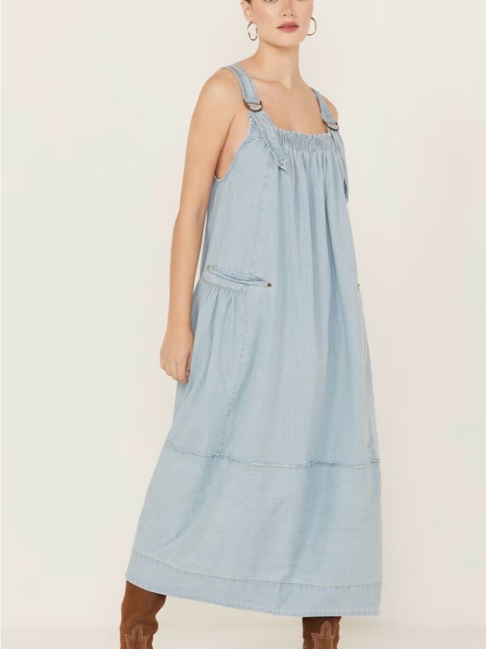 Free People Denim Machu Boho barrel overalls dress - Picture 2 of 8